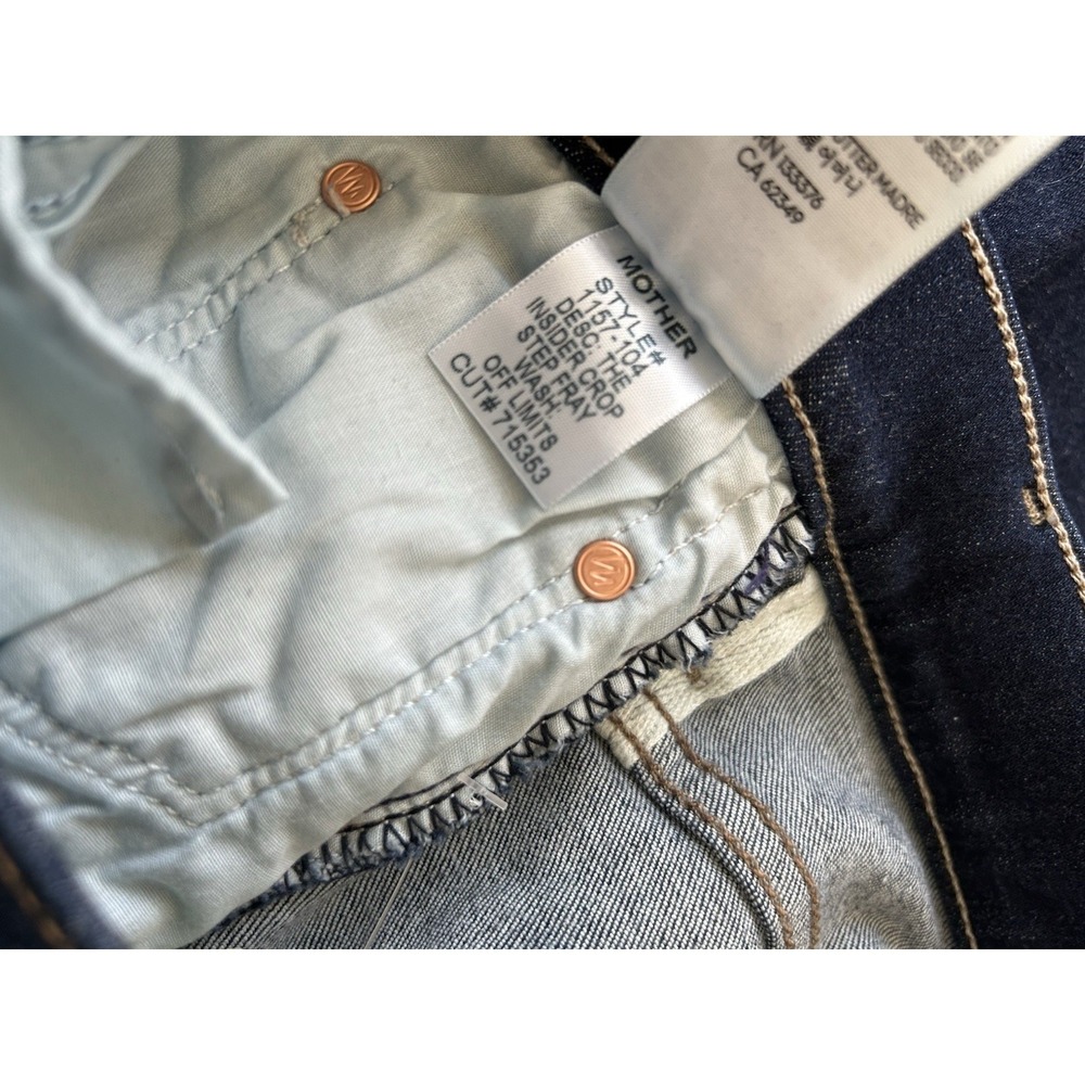 MOTHER Insider Crop Step Fray Jeans Not Rough Enough Blue Womens Size 29 - Picture 8 of 8